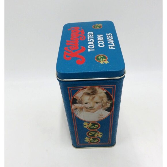 Kelloggs Vintage Corn Flakes Tin Box 1997 Blue And Red With Baby Images - Picture 3 of 10